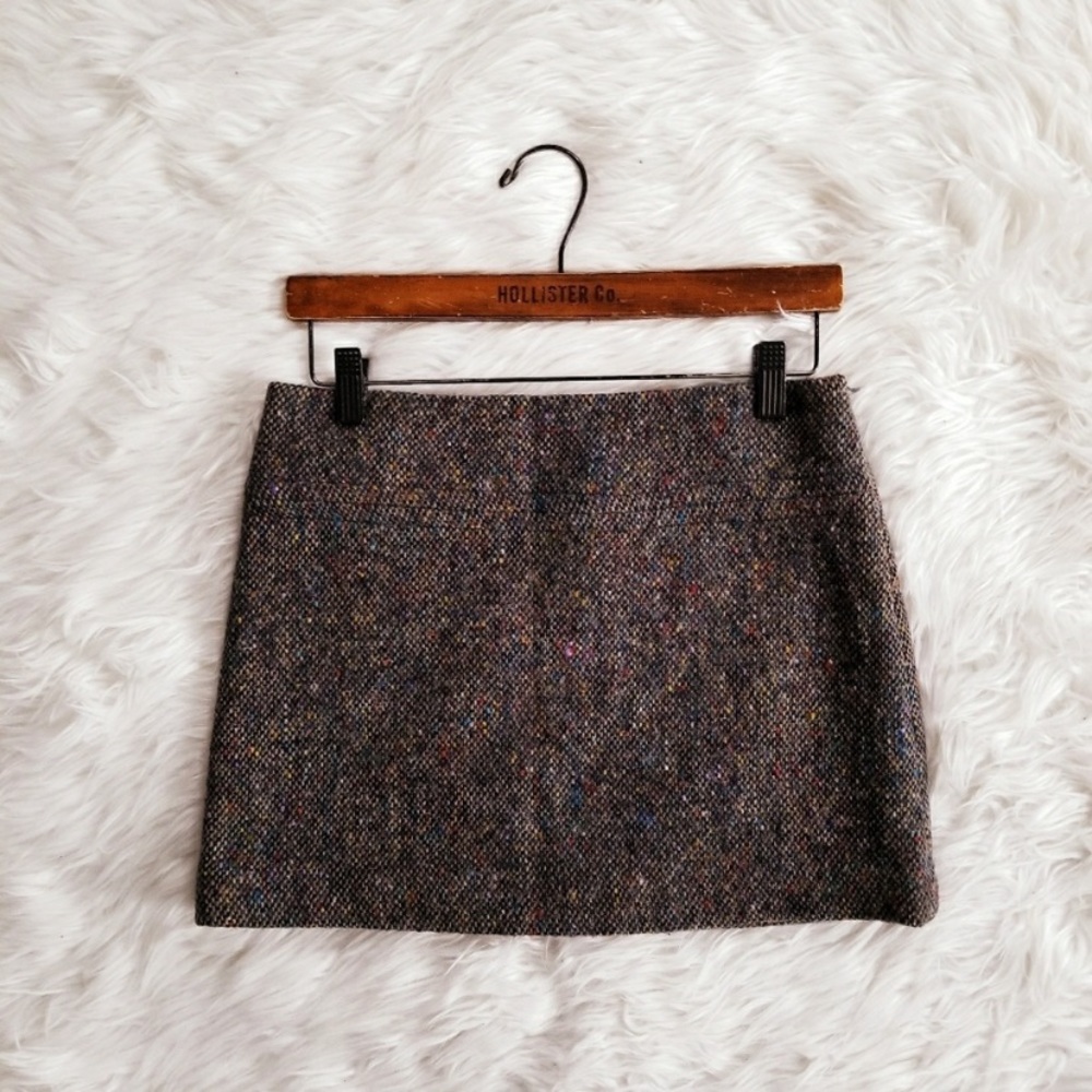 Theory mini wool multicolor tweed skirt size 0